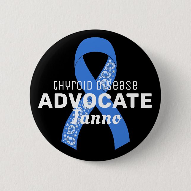 Schilddrüsenkrankheit Advocate Ribbon Black Button (Vorderseite)