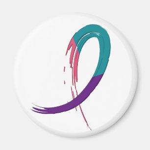 Schilddrüsenkrebs Aquamarin, Lila und rosa Band A4 Magnet