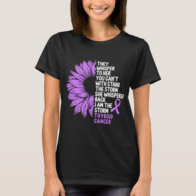 Schilddrüsenkrebs Bewusstsein Lila Band des Sturms T-Shirt (Vorderseite)