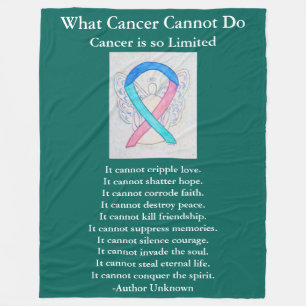 Schilddrüsenkrebs Bewusstsein Ribbon Art Chemo Bla Fleecedecke