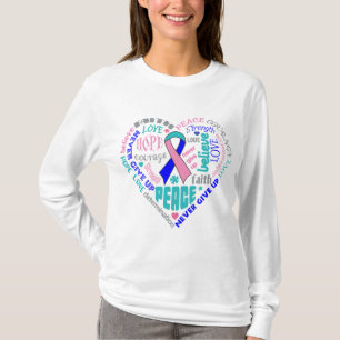Schilddrüsenkrebs-Bewusstseins-Herz-Wörter T-Shirt