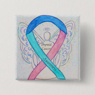 Schilddrüsenkrebs Engel Awareness Ribbon Buttone Button