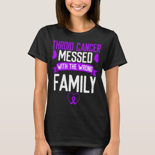 Schilddrüsenkrebs-Familie Lila Ribbon Bewusstsein T-Shirt (Vorderseite)