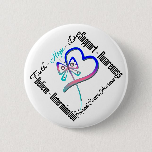 Schilddrüsenkrebs Glaube Hoffnung Liebe Schmetterl Button (Vorderseite)