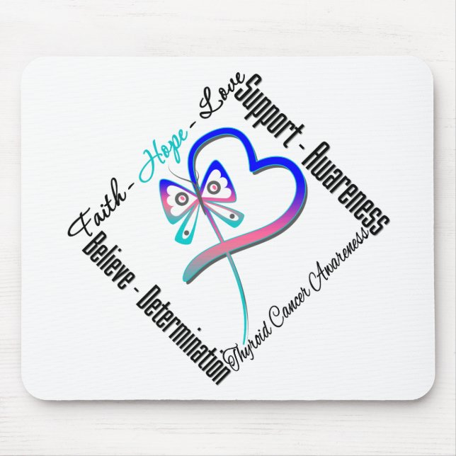 Schilddrüsenkrebs Glaube Hoffnung Liebe Schmetterl Mousepad (Vorne)