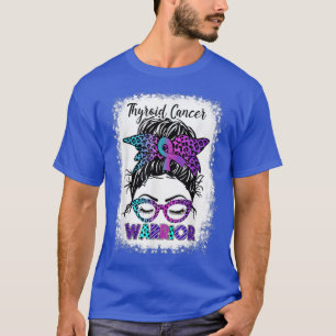 Schilddrüsenkrebs Krieger Messy Bun Lila, Aquamari T-Shirt