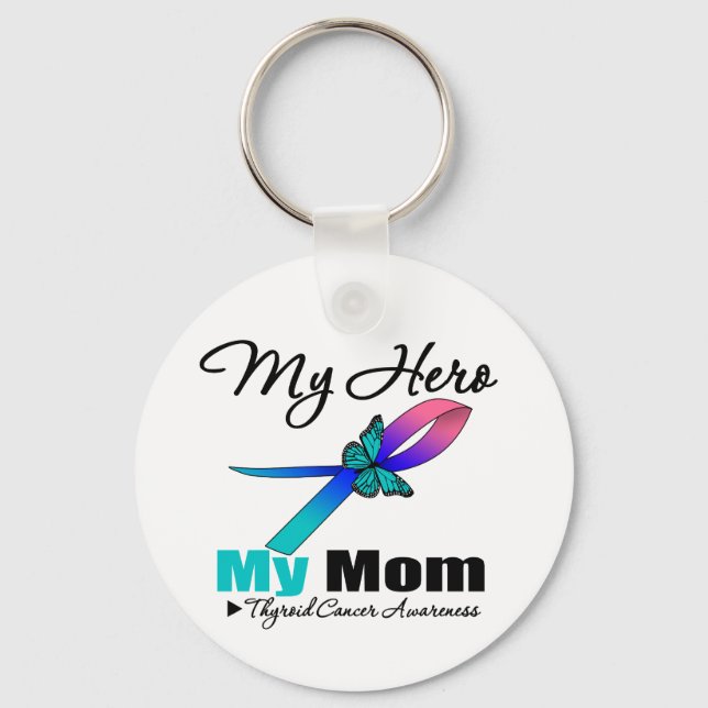 Schilddrüsenkrebs Mein Held Meine Mama Schlüsselanhänger (Vorderseite)