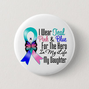 Schilddrüsenkrebs-Ribbon Hero Meine Tochter Button