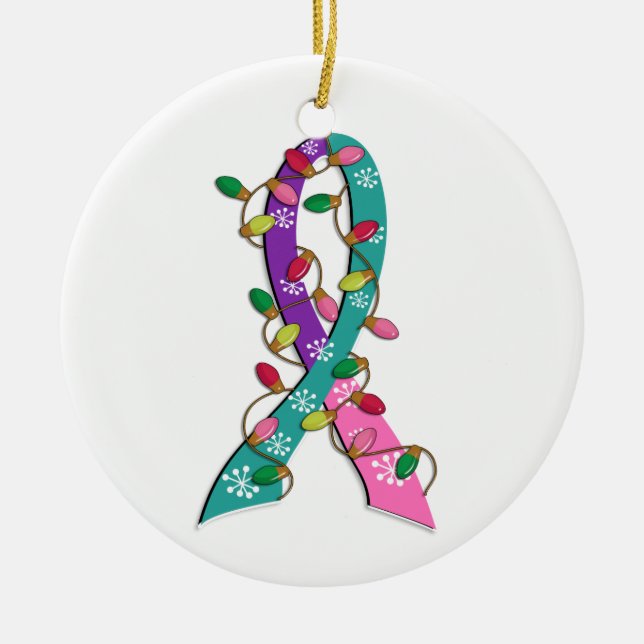Schilddrüsenkrebs-Weihnachtslicht-Band Keramikornament (Vorne)