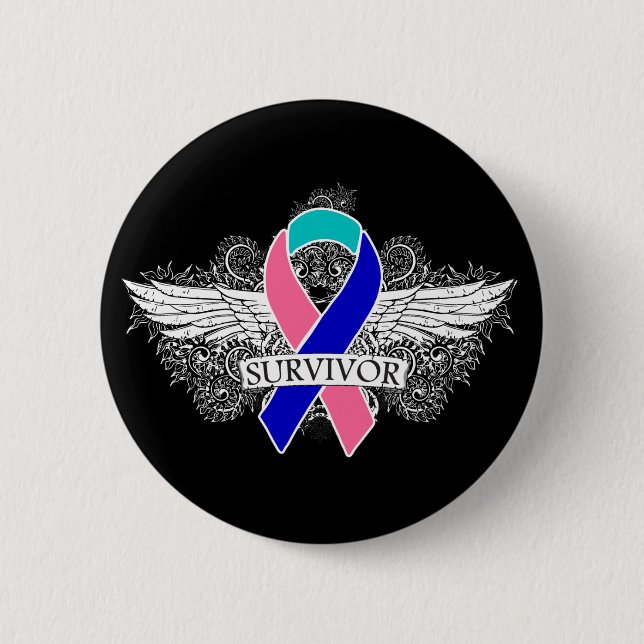 Schilddrüsenkrebs - Winged SURVIVOR Button (Vorderseite)