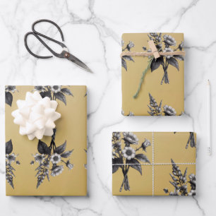 Schilde mit Efeu auf goldenem Hintergrund Geschenkpapier Set