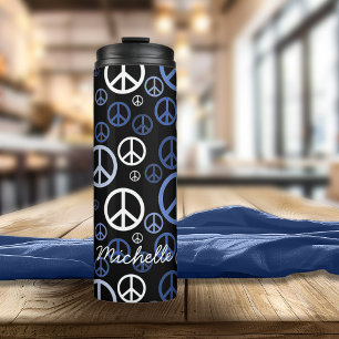 Schilder für gescatterten Frieden Blue ID1075 Thermosbecher