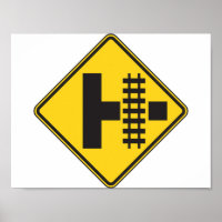 Schilderplakat für Eisenbahnüberquerung