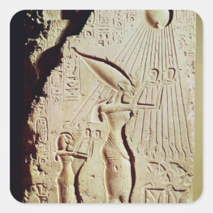 Schilderung von Amenophis IV, von Nefertiti und Quadratischer Aufkleber
