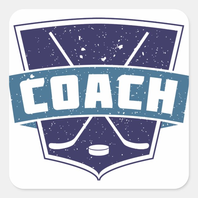 Schildkleber für Hockey-Coach Quadratischer Aufkleber (Vorderseite)