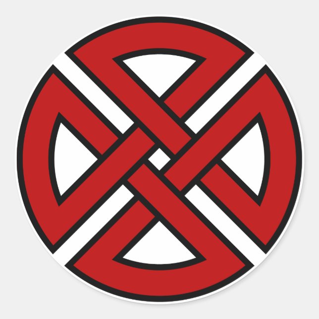 Schildknot (keltische Version in rot und schwarz) Runder Aufkleber (Vorderseite)