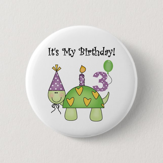 Schildkröte 3. Geburtstag - Hemden und Geschenke Button (Vorderseite)