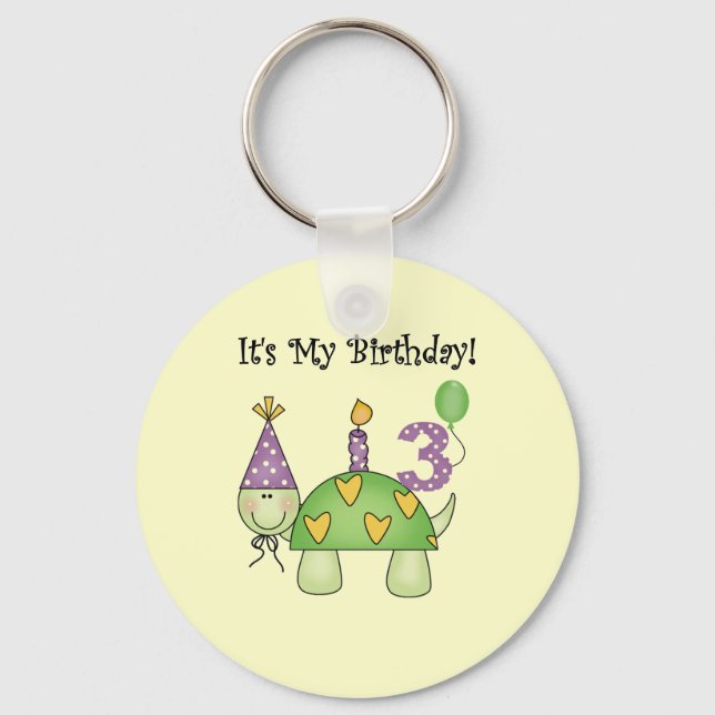 Schildkröte 3. Geburtstag - Hemden und Geschenke Schlüsselanhänger (Vorderseite)