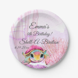 Schildkröte 4. Geburtstag, unter dem Meer Pappteller