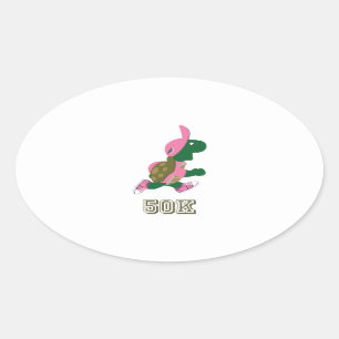 Schildkröte 50 K - Rosa Ovaler Aufkleber