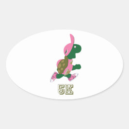Schildkröte 5K - Rosa Ovaler Aufkleber
