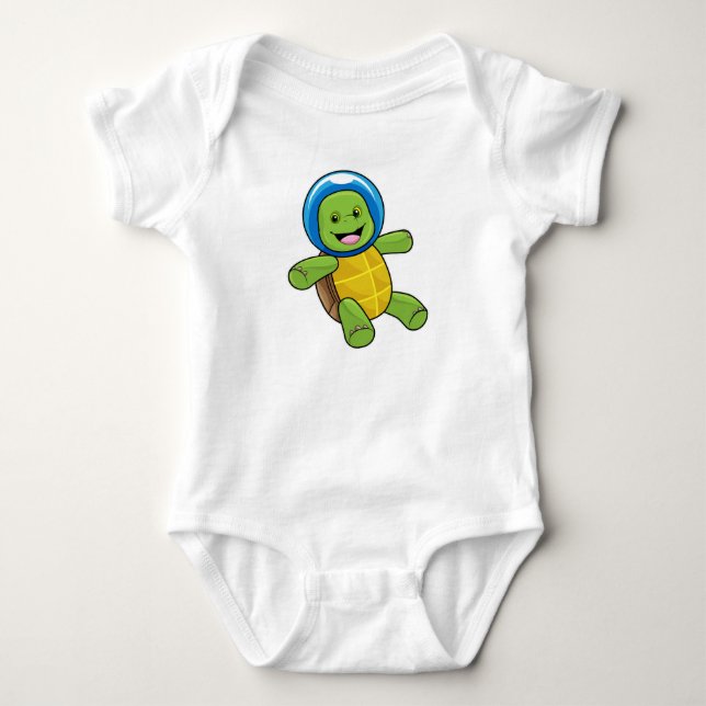 Schildkröte als Astronaut mit Glaskugel Baby Strampler (Vorderseite)