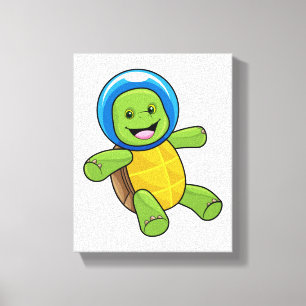Schildkröte als Astronaut mit Glaskugel Leinwanddruck