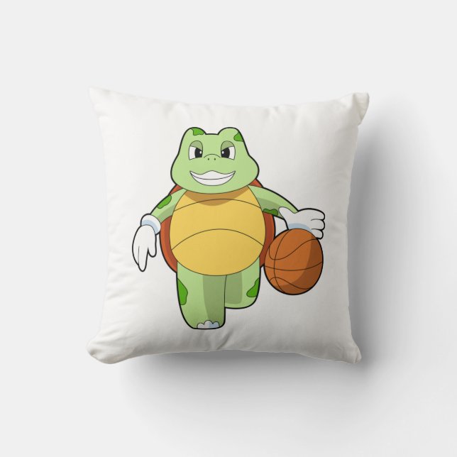 Schildkröte als Basketballspieler mit Basketball.P Kissen (Vorderseite)