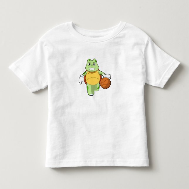 Schildkröte als Basketballspieler mit Basketball.P Kleinkind T-shirt (Vorderseite)