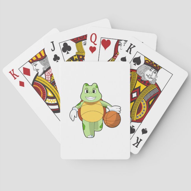 Schildkröte als Basketballspieler mit Basketball.P Spielkarten (Rückseite)