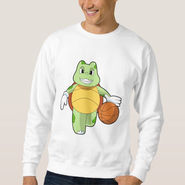 Schildkröte als Basketballspieler mit Basketball.P Sweatshirt (Vorderseite)