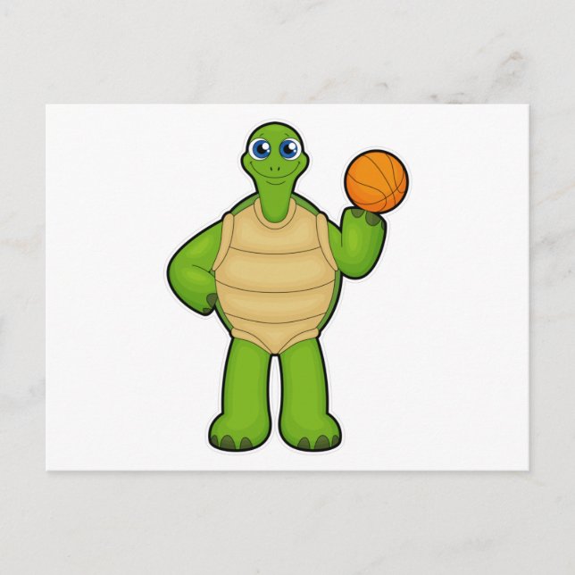 Schildkröte als Basketballspieler mit Basketball Postkarte (Vorderseite)