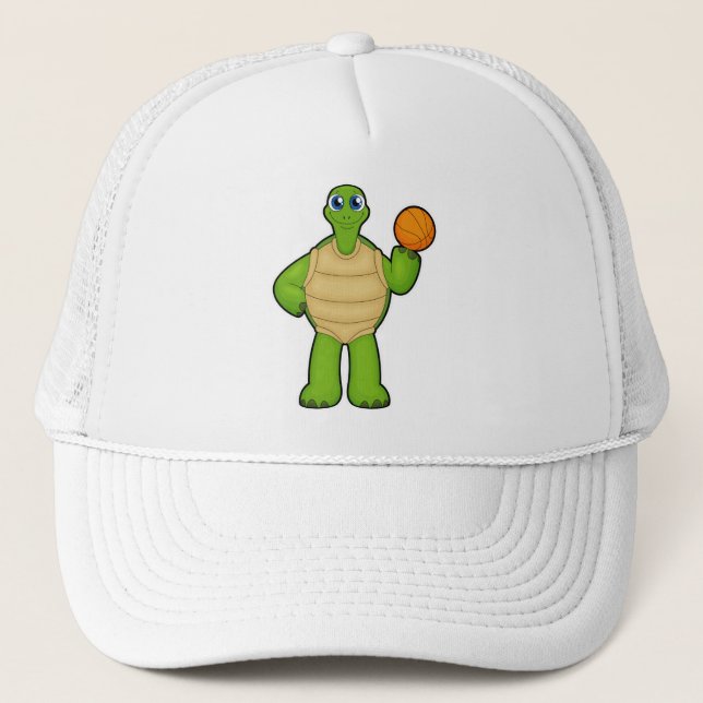 Schildkröte als Basketballspieler mit Basketball Truckerkappe (Vorderseite)