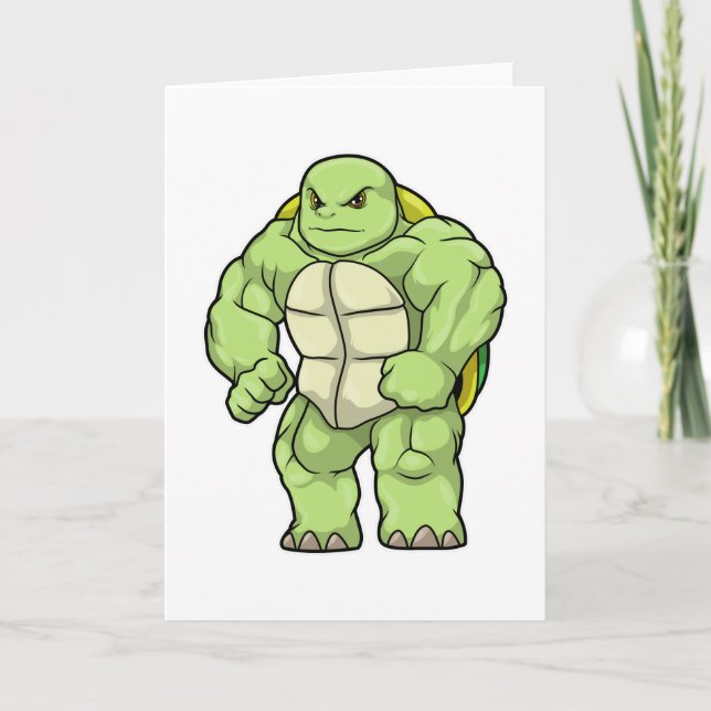 Schildkröte als Bodybuilder mit Sixpack Karte (Vorderseite)