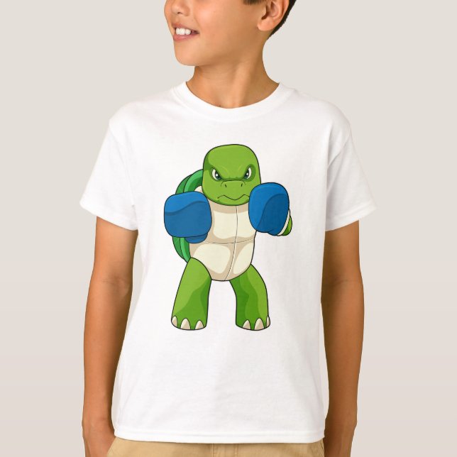 Schildkröte als Boxer mit Boxhandschuhen T-Shirt (Vorderseite)
