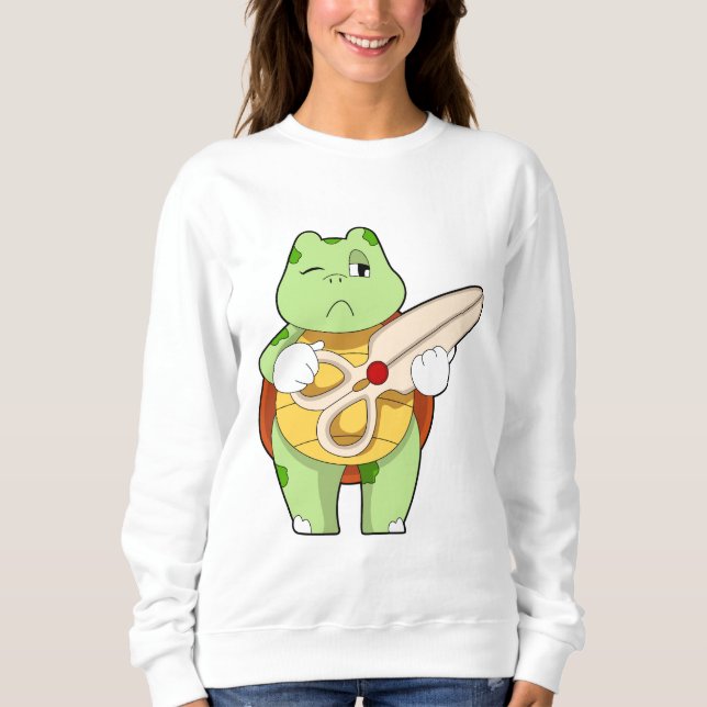Schildkröte als Friseur mit Schere Sweatshirt (Vorderseite)