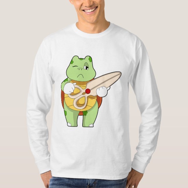 Schildkröte als Friseur mit Schere T-Shirt (Vorderseite)