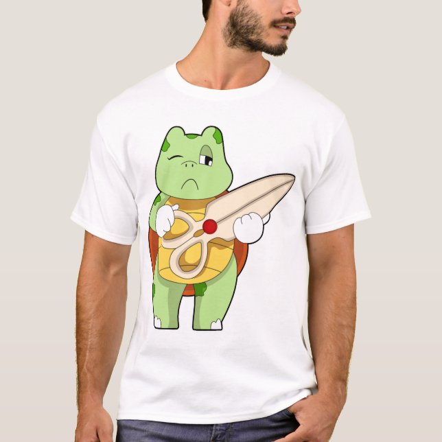 Schildkröte als Friseur mit Schere T-Shirt (Vorderseite)