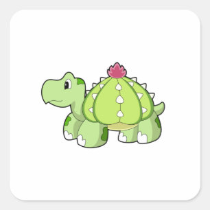 Schildkröte als Kaktus Quadratischer Aufkleber