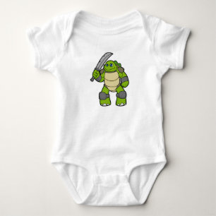 Schildkröte als Krieger mit Schwert Baby Strampler
