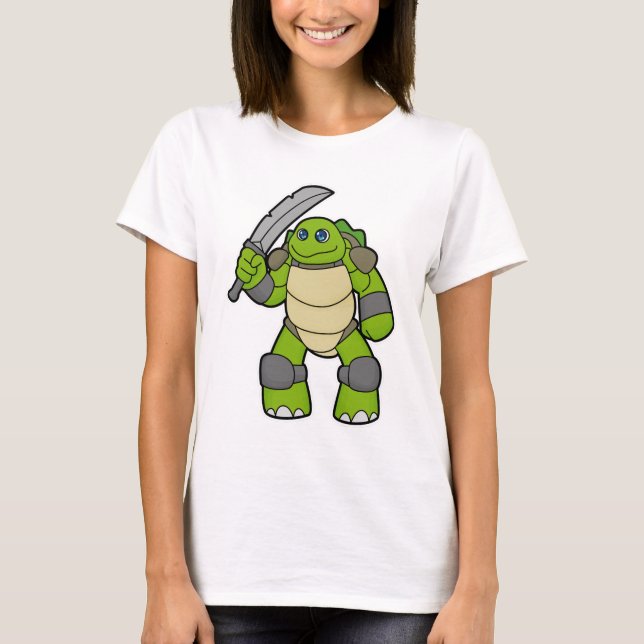 Schildkröte als Krieger mit Schwert T-Shirt (Vorderseite)