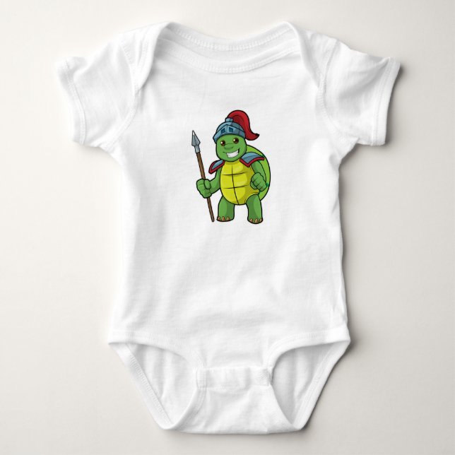 Schildkröte als Krieger mit Spear & Helmet Baby Strampler (Vorderseite)