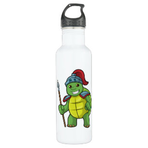 Schildkröte als Krieger mit Spear & Helmet Edelstahlflasche