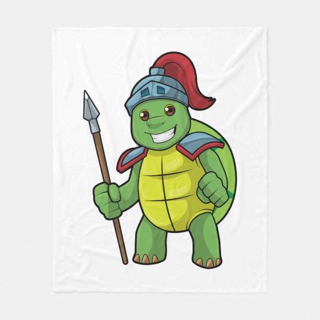 Schildkröte als Krieger mit Spear & Helmet Fleecedecke (Vorderseite)