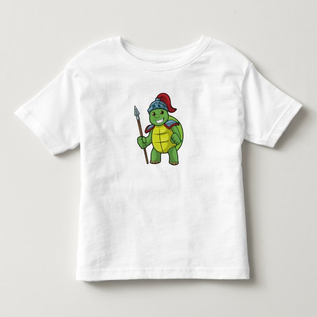 Schildkröte als Krieger mit Spear & Helmet Kleinkind T-shirt (Vorderseite)