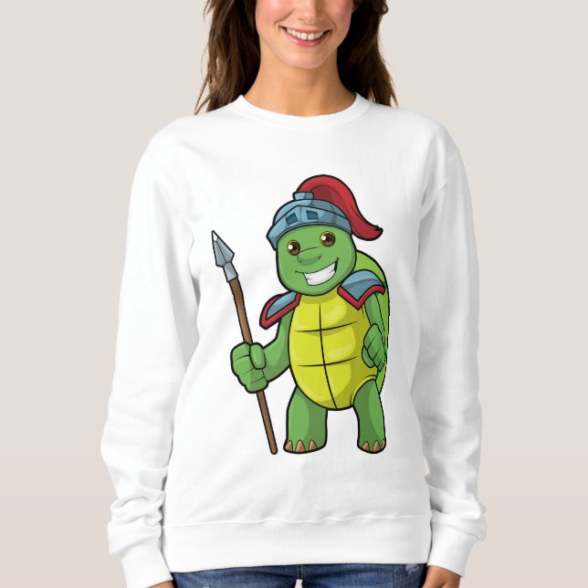 Schildkröte als Krieger mit Spear & Helmet Sweatshirt (Vorderseite)