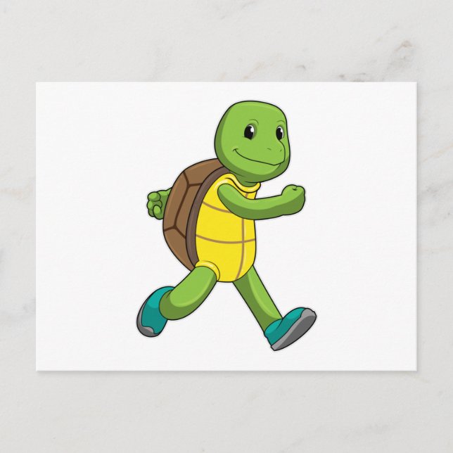Schildkröte als Läufer auf Laufband Postkarte (Vorderseite)