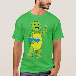Schildkröte als Lehrer mit Buchzeiger T-Shirt