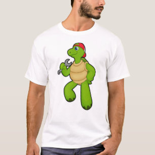 Schildkröte als Mechanik mit Schraubenschlüssel un T-Shirt