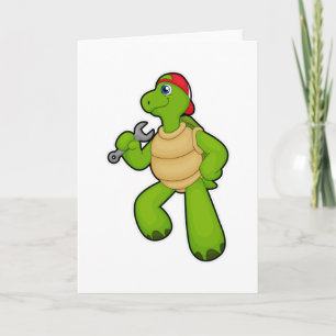 Schildkröte als Mechaniker mit Schraubenschlüssel  Karte